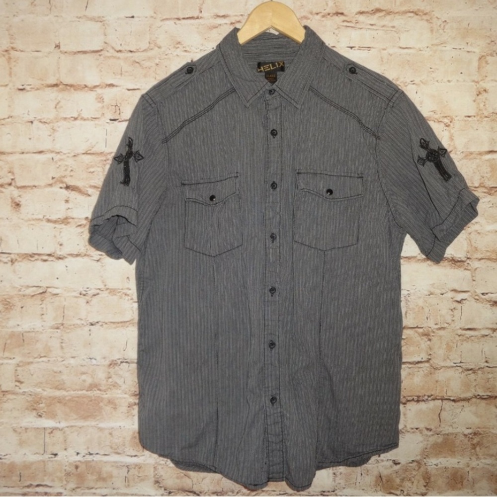 Helix Gray Short Sleeve Shirt Size XL